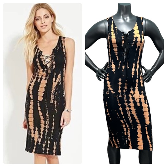Forever 21 Dresses & Skirts - Forever 21 Contemporary Lace Up Front Sleeveless Tie Dye Dress S